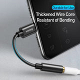 Baseus Type C to 3.5mm Female Adapter L54 Audio Jack Connector, Noise Cancelling Headphone Jack Converter Audio Adapter (Black)