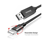 Baseus – كابل بيانات USB للشحن السريع بتقنية Lightning (أسود، 0.6 متر)
