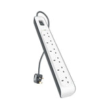 Belkin 6-Outlet Surge Protection Strip with 2M Power Cord -White/Grey