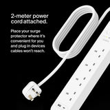 واقي من زيادة التيار من بيلكين، 4 منافذ/18 واط، USB-A/USB-C/2 متر - SRB001AR2M