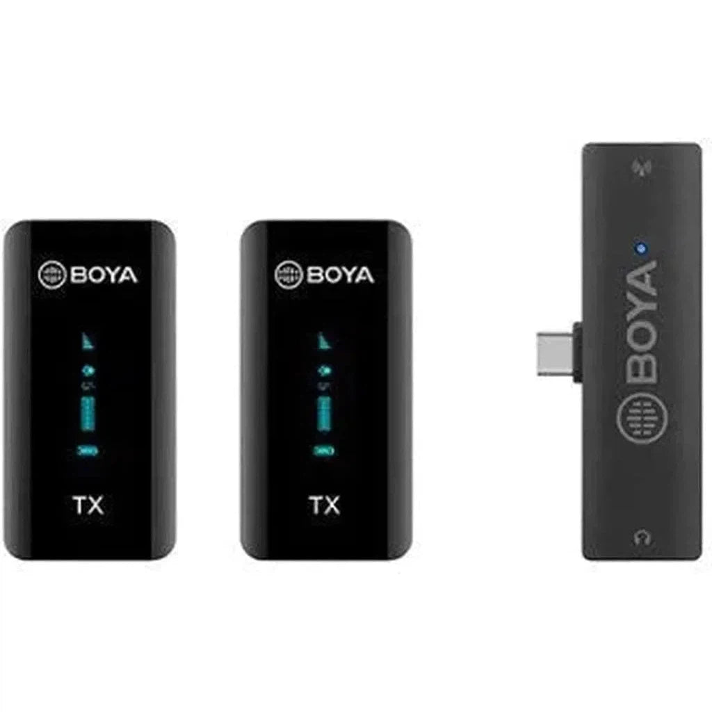 Boya 2.4Ghz Wireless Microphone For Mobile Devices Like Smartphone, Pc, Tablet (2Transmitters+1Receiver With Lightning Jack) - Black-Microphone-BOYA-Star Light Kuwait