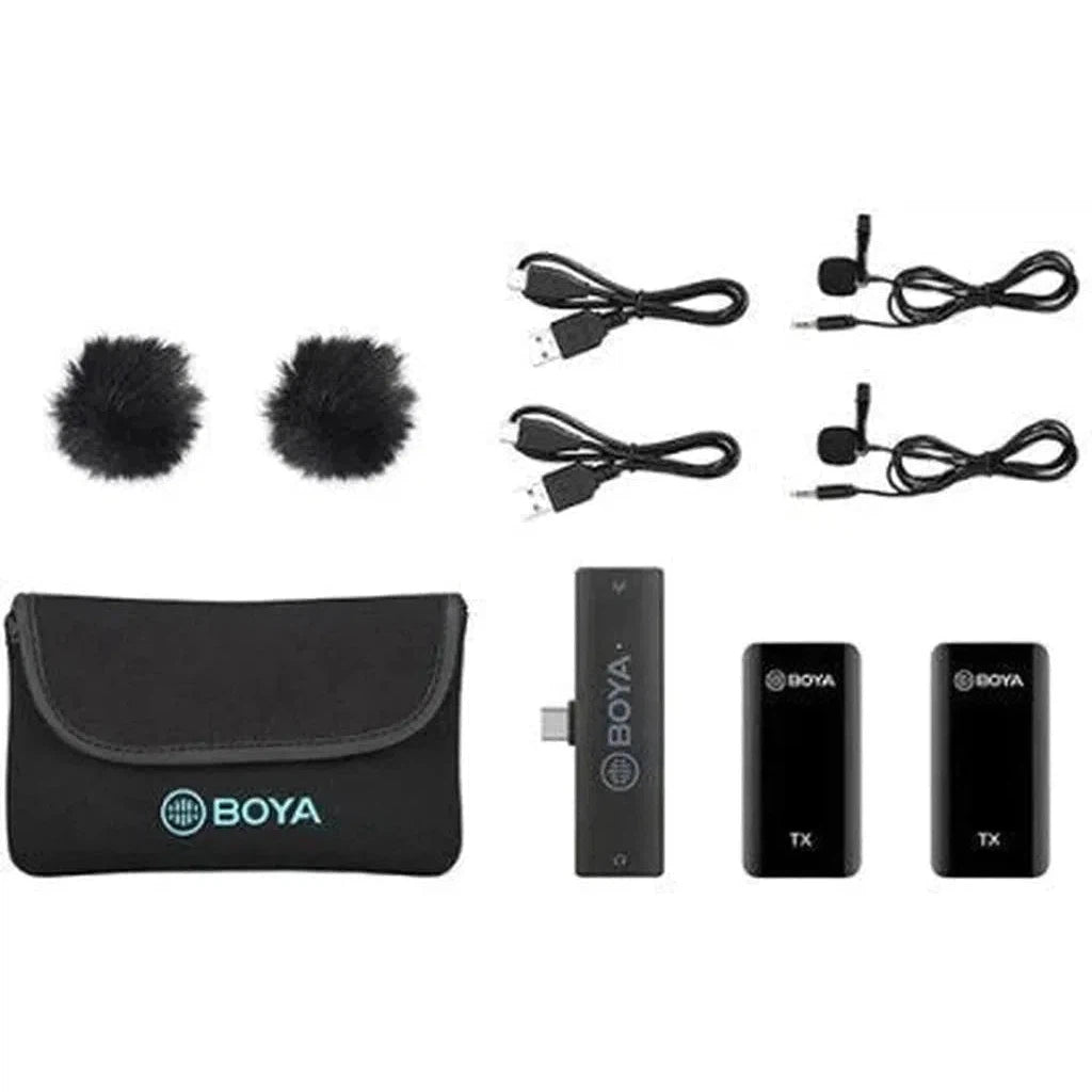 Boya 2.4Ghz Wireless Microphone For Mobile Devices Like Smartphone, Pc, Tablet (2Transmitters+1Receiver With Lightning Jack) - Black-Microphone-BOYA-Star Light Kuwait