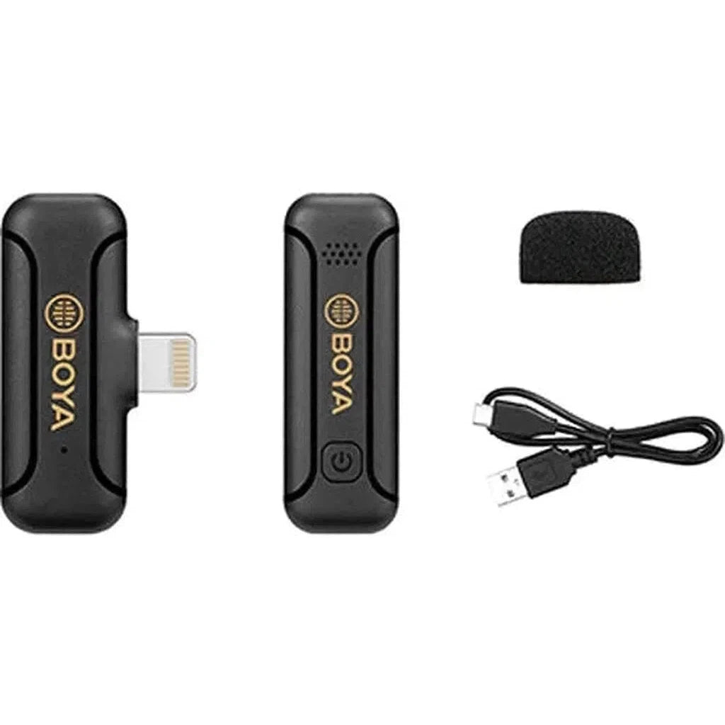 Boya Smallest 2.4Ghz Wireless Microphone With Lightning Connector For Ios Device( 1Tx+1Rx) - Black-Microphone-BOYA-Star Light Kuwait