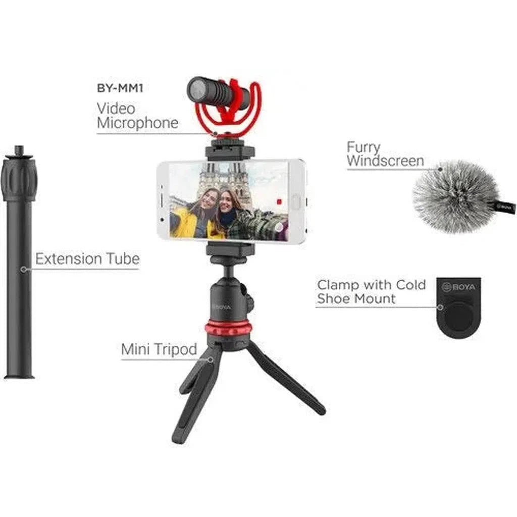 Boya Vlogger Kit（By-T1/By-C12/By-Mm1) - Black-Microphone-Other-Star Light Kuwait