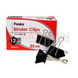 Binder Clips 25Mm Foska 800-4-Blk 12Pcs/Box