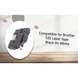 COMPATIBLE Brother Tape Black on White - 12 mm