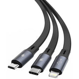كابل Baseus Bright Mirror 3 في 1 USB للمقاسات M+L+T، 3.5 أمبير، طول 1.2 متر، أسود