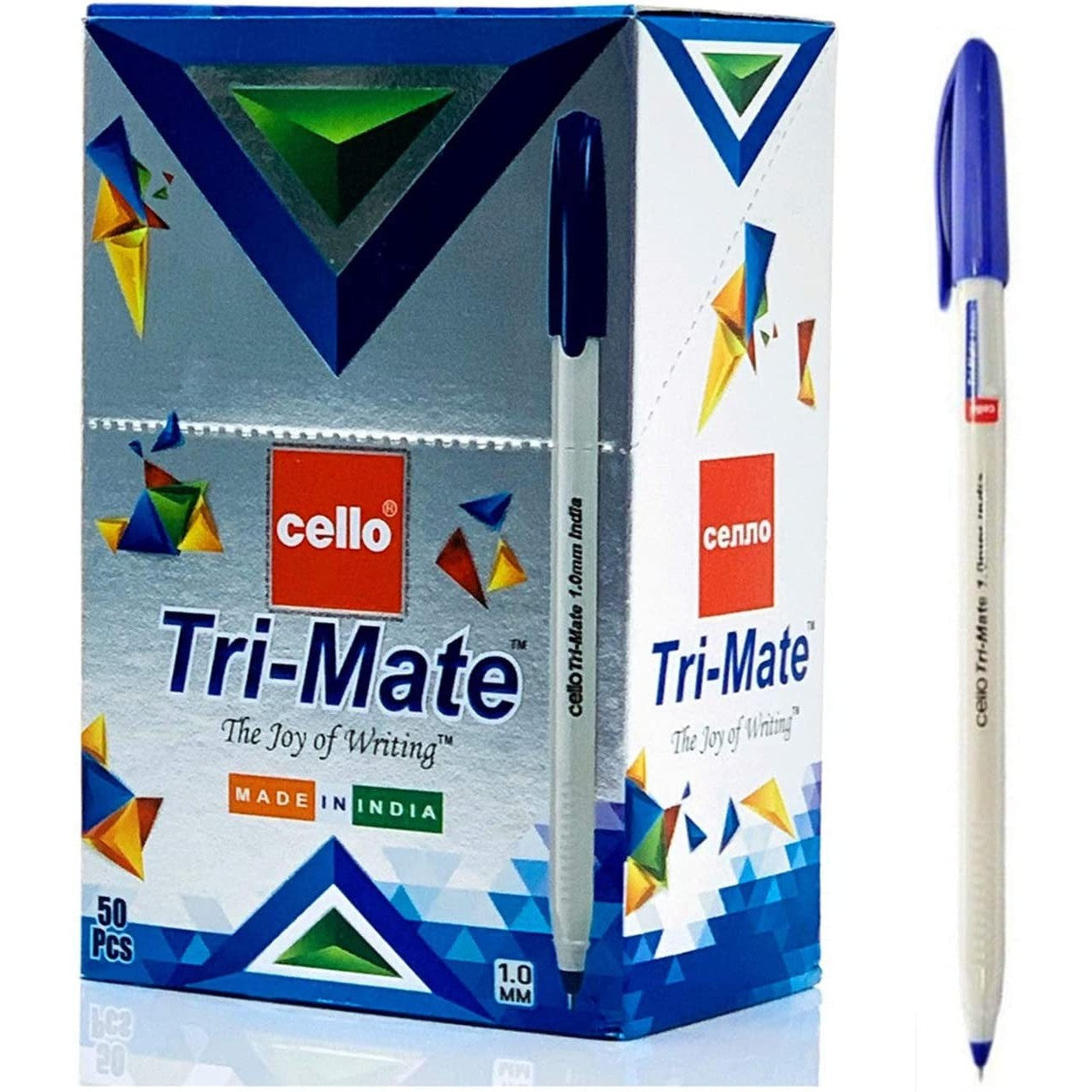 Cello Tri-Mate Pen 1.0Mm 50Pcs/Box-Pens-Cello-Blue-Star Light Kuwait