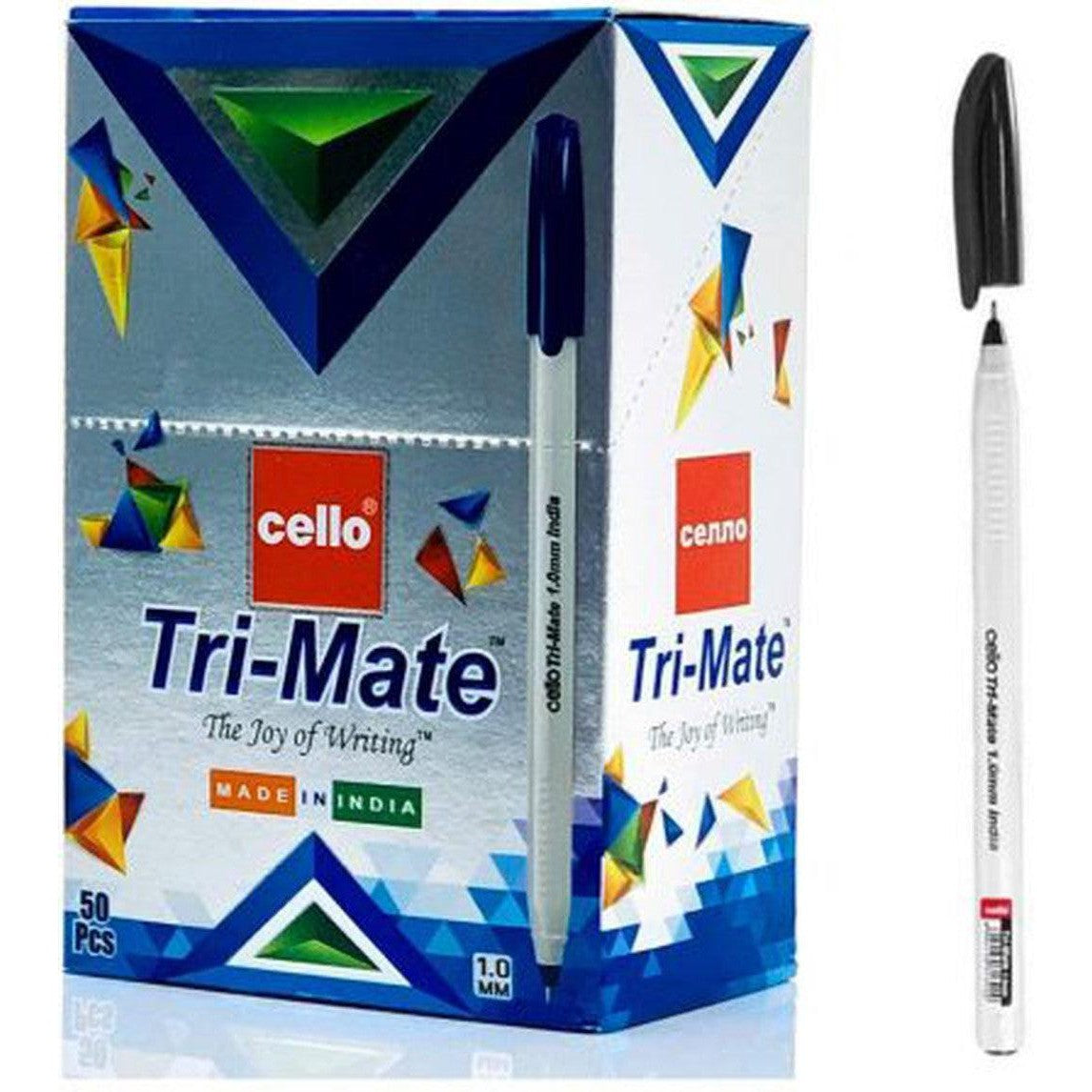 Cello Tri-Mate Ballpoint Pen, 1.0mm (50 Pieces, Black