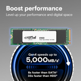 Crucial E100 - 1TB / M.2 2280 / 5000 MB/s / PCIe 4.0 - SSD (محرك أقراص الحالة الصلبة)