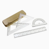 DRAFTING SET 4PCS RULER SET SQUARES PROTRACTOR 20CM TRANSPARENT