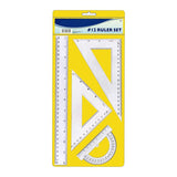 DRAFTING SET 4PCS RULER SET SQUARES PROTRACTOR 30CM TRANSPARENT