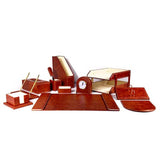 Deluxe Leather Desk Set 15 Pieces Burgundy Color