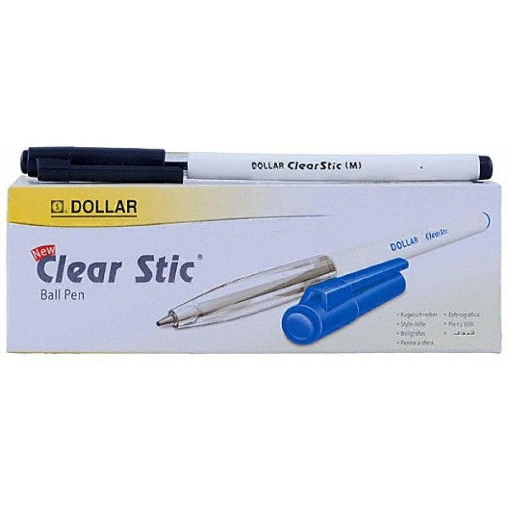 Dollar Clear Stick Ball Pen 10 Pcs-Pens-Other-Blue-Pack of 10-Star Light Kuwait