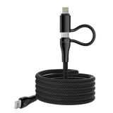 كابل مغناطيسي من نوع C إلى C بقوة 60 واط مع محول Lightning بقوة 27 واط، لون أسود