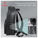 Earldom ET-BG01 Leather Backpack Bag - Black