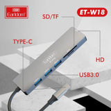 Earldom ET-W18 6 In 1 Type-C 4K HDMI Plug & Play Multifunctional Adapter HUB