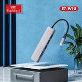 Earldom ET-W18 6 In 1 Type-C 4K HDMI Plug & Play Multifunctional Adapter HUB