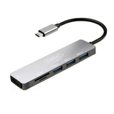 Earldom ET-W18 6 In 1 Type-C 4K HDMI Plug & Play Multifunctional Adapter HUB