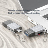 قارئ بطاقات صغير من الألومنيوم 4 في 1 من إيرلدوم OT82 - USB-A / Lightning / USB-C