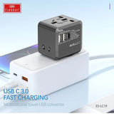 Earldom World Universal Travel Adapter – 3.1A Fast Charging, 1500W Output
