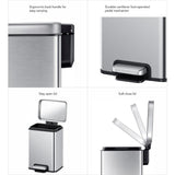Eko 9361 Madison Stainless Steel Fingerprint Resistant Dustbin - 6 Liters