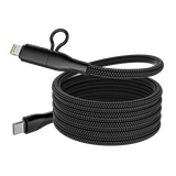 كابل مغناطيسي من نوع C إلى C بقوة 60 واط مع محول Lightning بقوة 27 واط، لون أسود