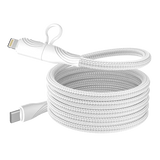 كابل مغناطيسي من نوع C إلى C بقوة 60 واط مع محول Lightning بقوة 27 واط، لون أبيض