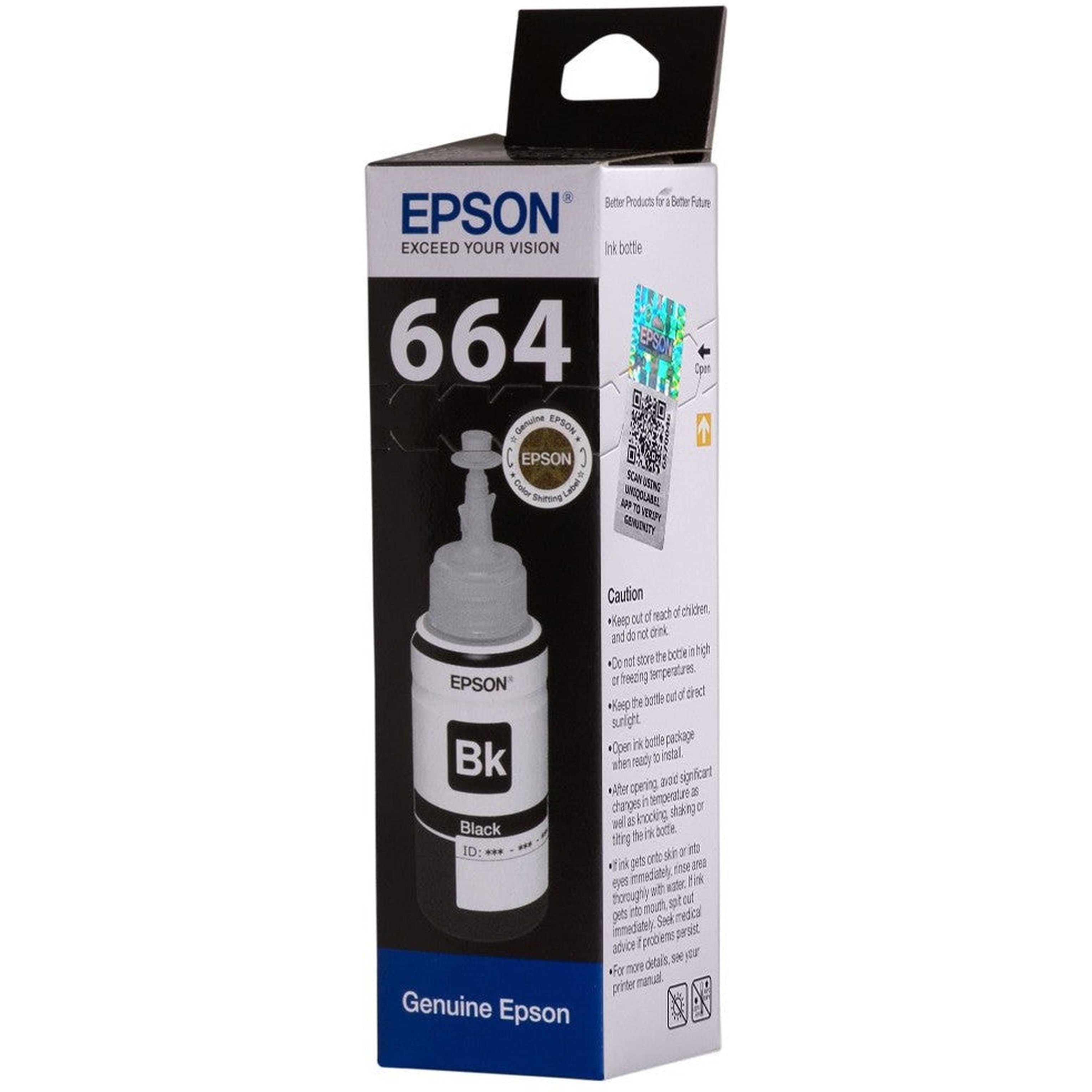 Epson Black Ink Bottle 664 70Ml-Inks And Toners-Epson-Star Light Kuwait