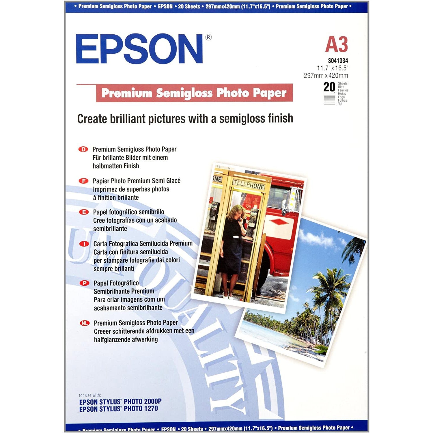 Epson Premium Semi-Gloss Photo Paper A3 20 Sheets-A3 Papers-Epson-Star Light Kuwait