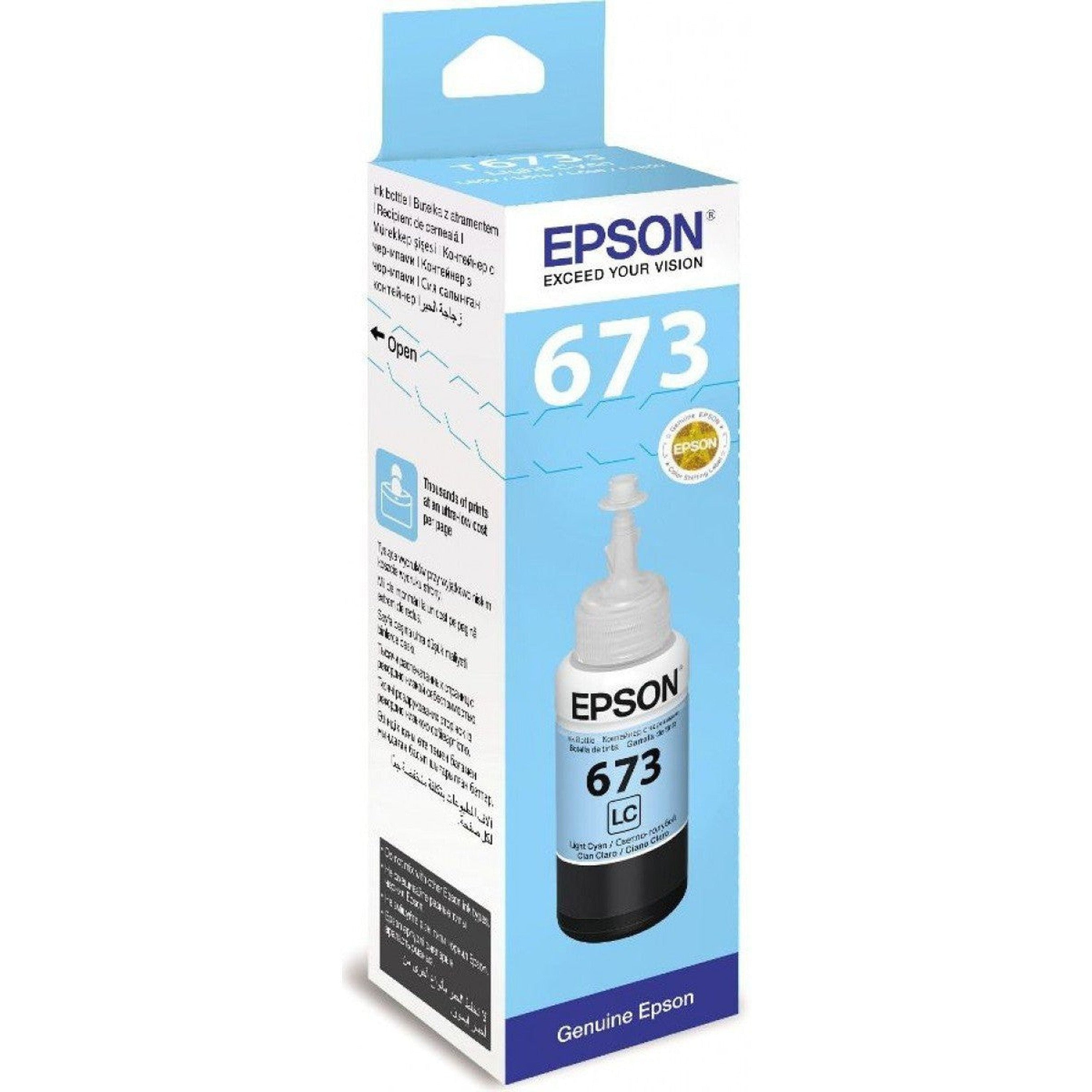 Epson T6735 Light Cyan Ink Bottle 70Ml-Inks And Toners-Epson-Star Light Kuwait