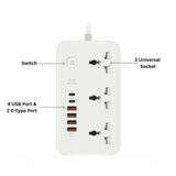 Extension Board Power Socket with 4 USB Ports, 2 Type C and 3 Universal Socket 3000W 5 Meter Long