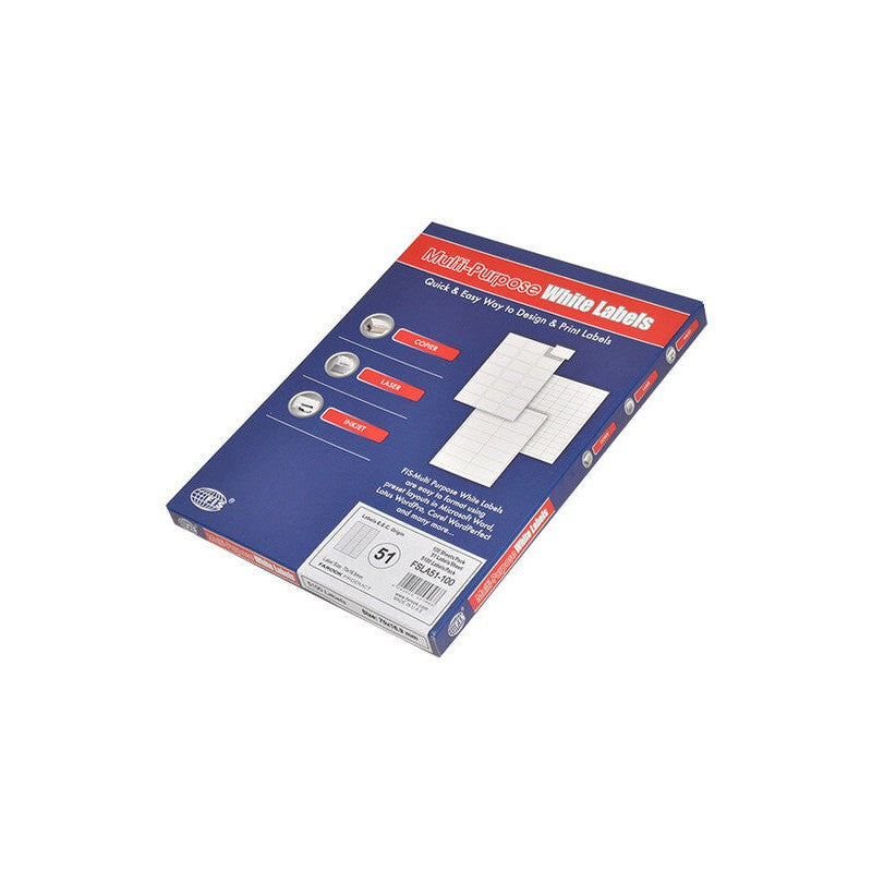 FIS Multipurpose Laser Labels, 70 x 16.9mm, 51 Stickers x 100 Sheets ...