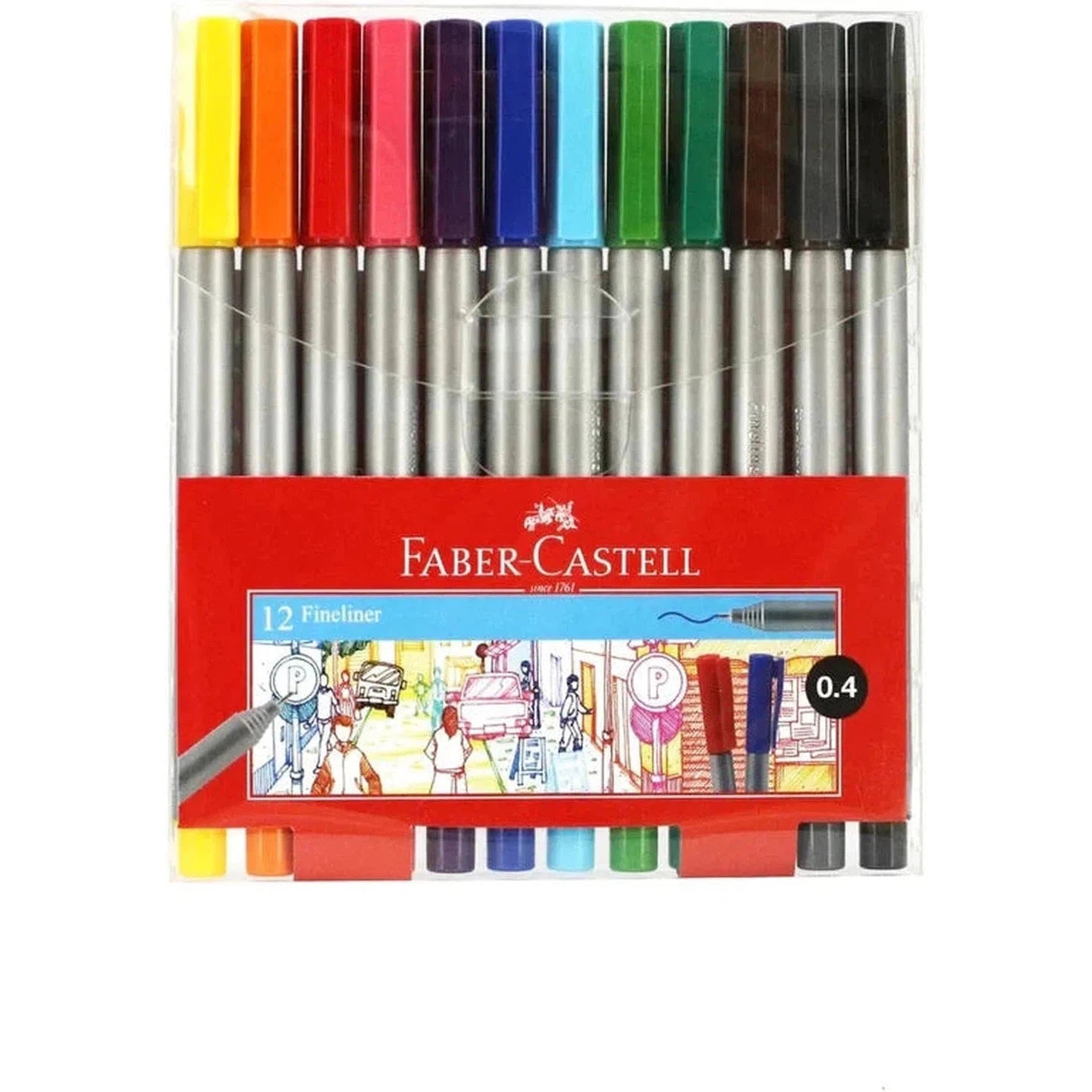Faber Castell 12 Colored Fineliner Pens-Drawing And Coloring-Faber Castell-Star Light Kuwait
