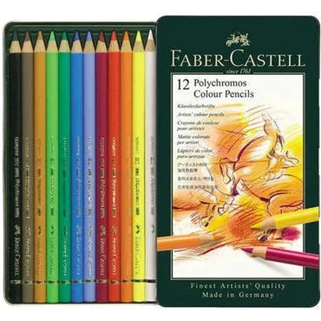 Faber Castell 12 Colour Pencil Polychromos-Drawing And Coloring-Faber Castell-Star Light Kuwait