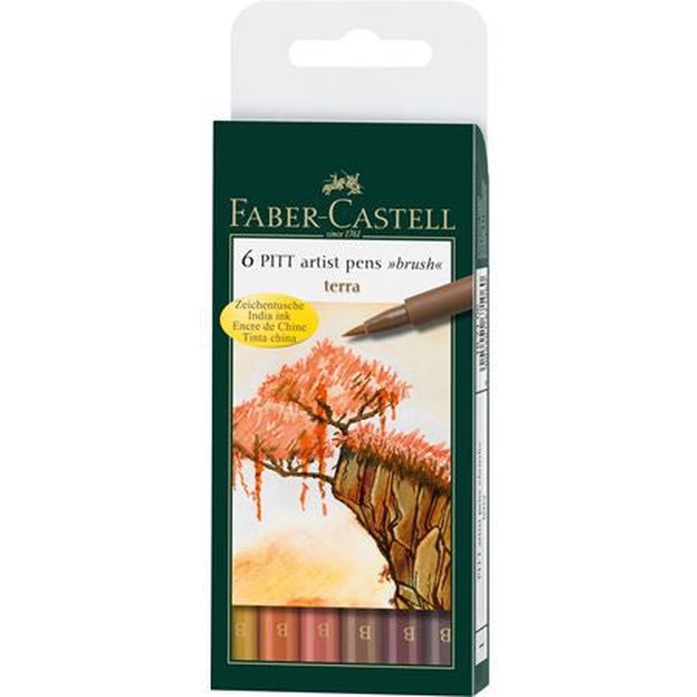 Faber Castell 6 Pitt Artist Pens Terra-Drawing And Coloring-Faber Castell-Star Light Kuwait