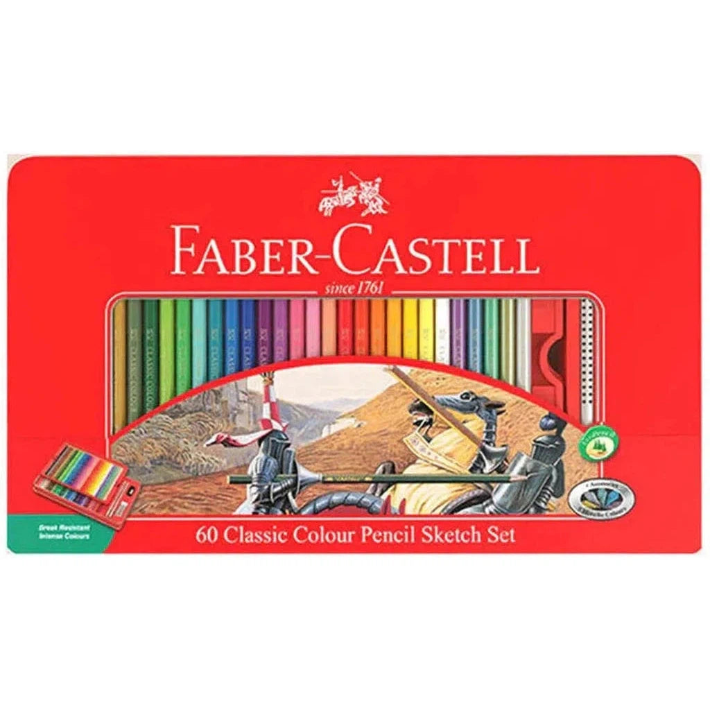 Faber Castell 60 Classic Color Pencils Metal Tin Case Box-Drawing And Coloring-Faber Castell-Star Light Kuwait