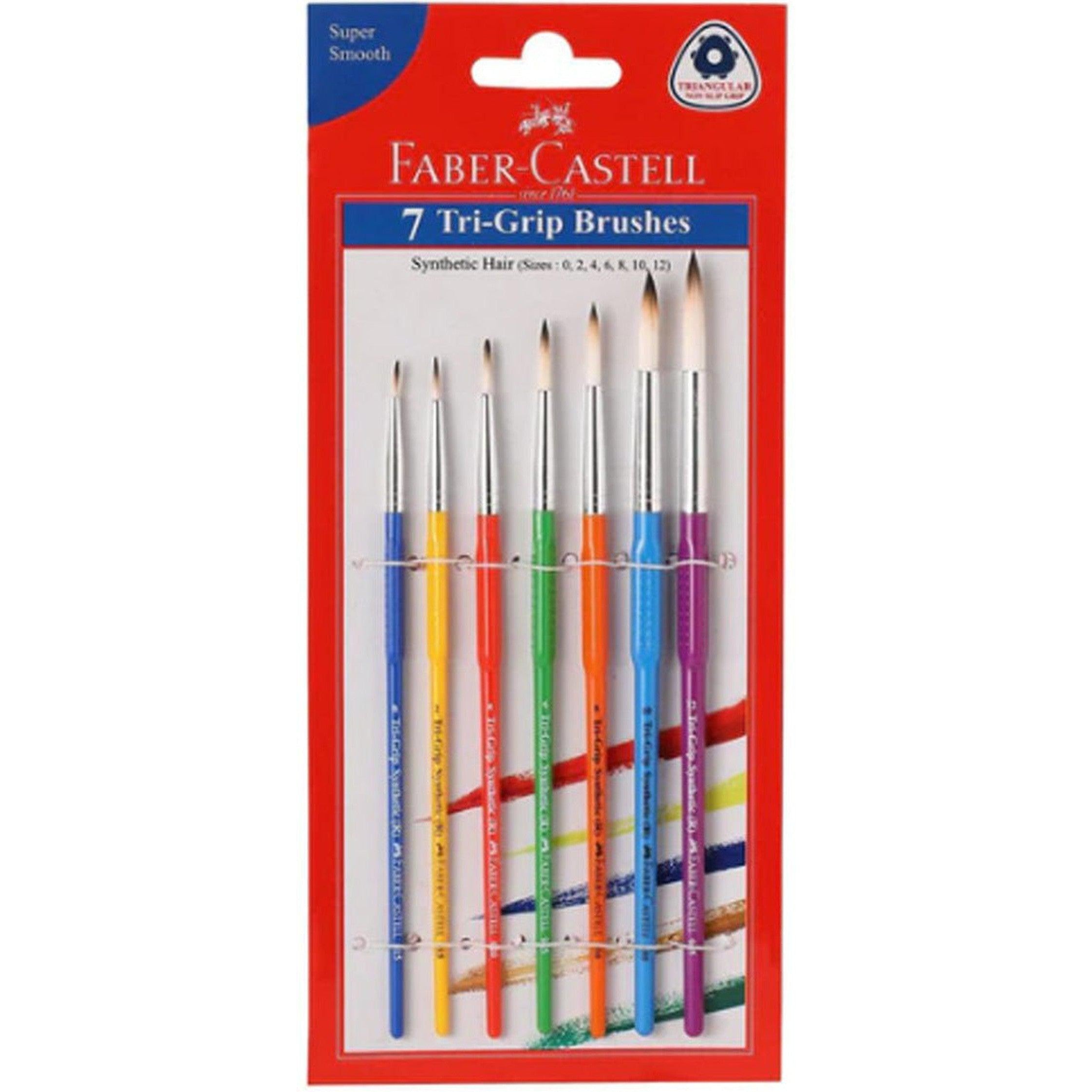 Faber Castell Tri Grip Paint Brushes, Round, Pack Of 7-Art Sets And Material-Faber Castell-Star Light Kuwait