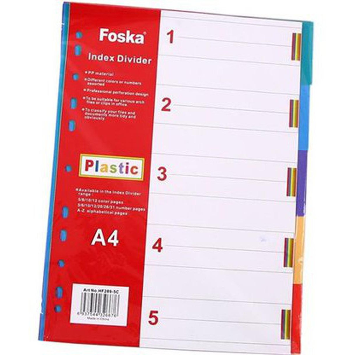 Foska Pp Index Divider Color 1-5 Hf289C-5N-Filiing Accessories-Foska-Star Light Kuwait