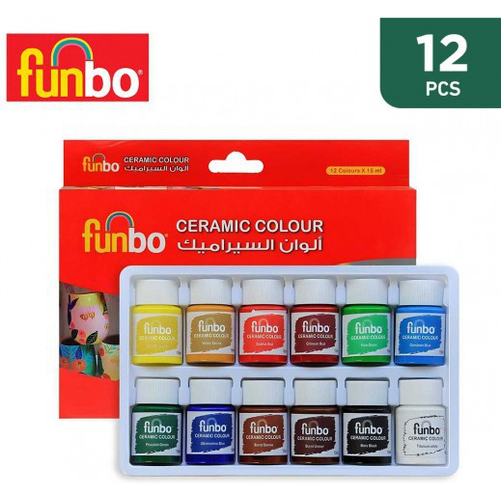 Funbo Ceramic Colors Set - 12 × 15 Ml-Drawing And Coloring-FUNBO-Star Light Kuwait