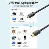HDMI-D to HDMI-A 4K HD Cable 2M Black