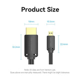 HDMI-D to HDMI-A 4K HD Cable 2M Black