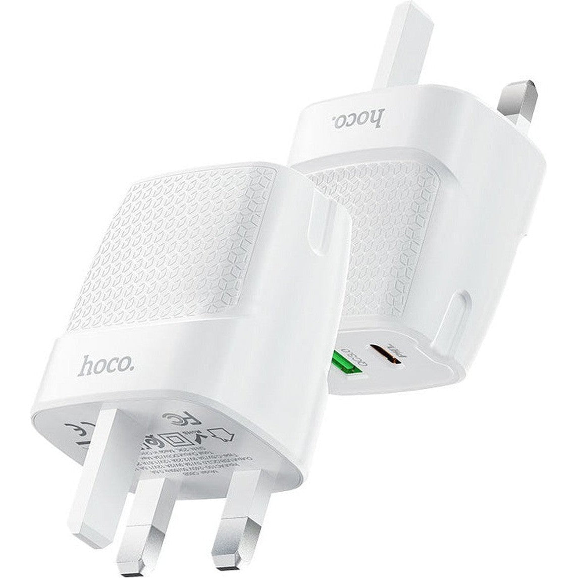 HOCO C85B Bright dual port PD20W+QC3.0 charger(UK) - White - Star Light Kuwait