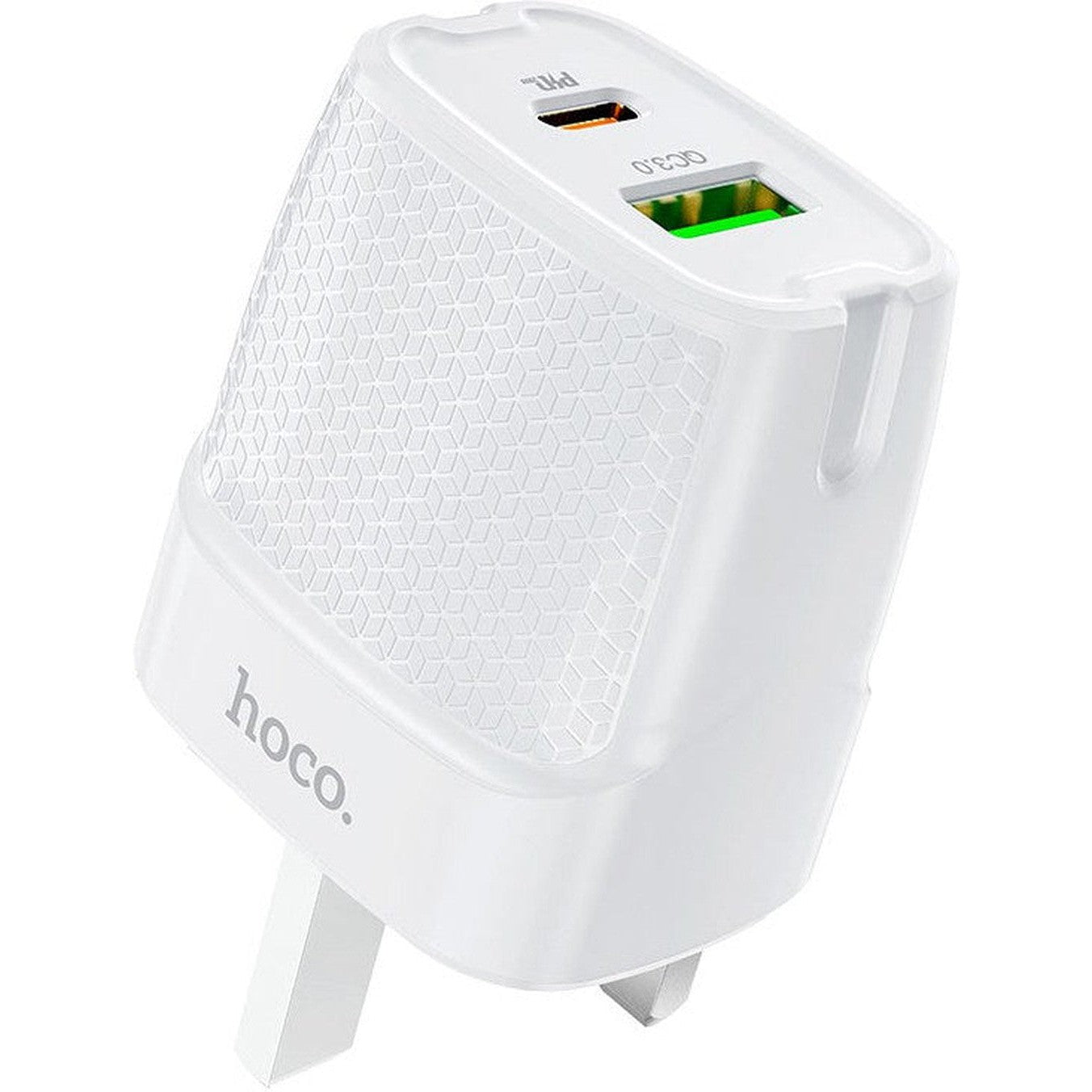 HOCO C85B Bright dual port PD20W+QC3.0 charger(UK) - White - Star Light Kuwait