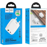 HOCO C85B Bright dual port PD20W+QC3.0 charger(UK) - White - Star Light Kuwait