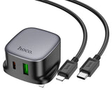 شاحن حائط HOCO CS32B Rich مع كابل USB-C - USB-C / USB-A / أسود