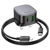 شاحن حائط HOCO CS32B Rich مع كابل USB-C - USB-C / USB-A / أسود