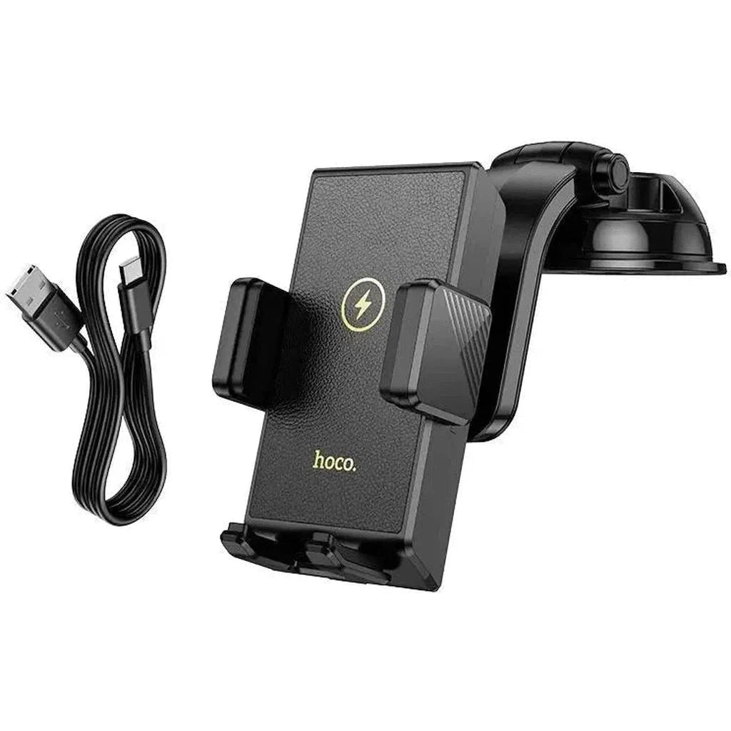 HOCO HW22 Precious wireless fast charging car holder(center console) - Black - Star Light Kuwait