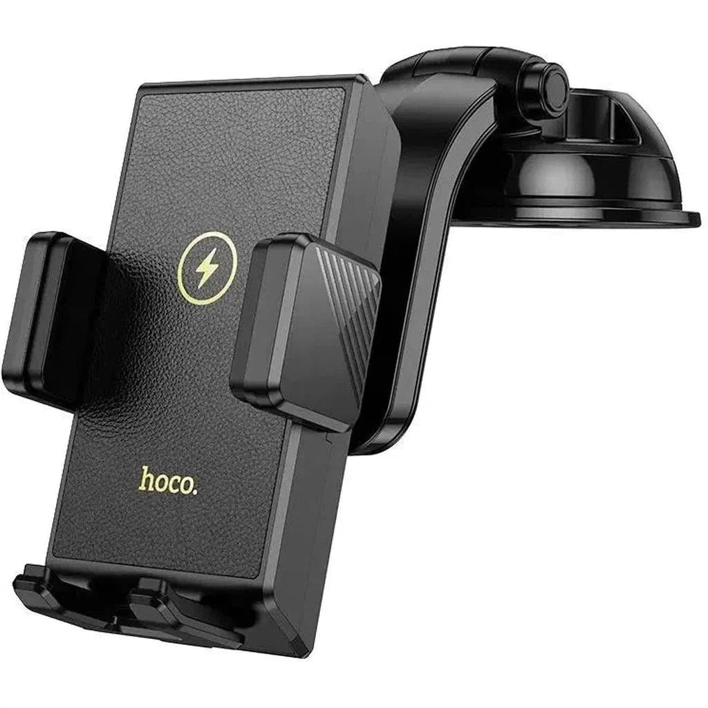 HOCO HW22 Precious wireless fast charging car holder(center console) - Black - Star Light Kuwait