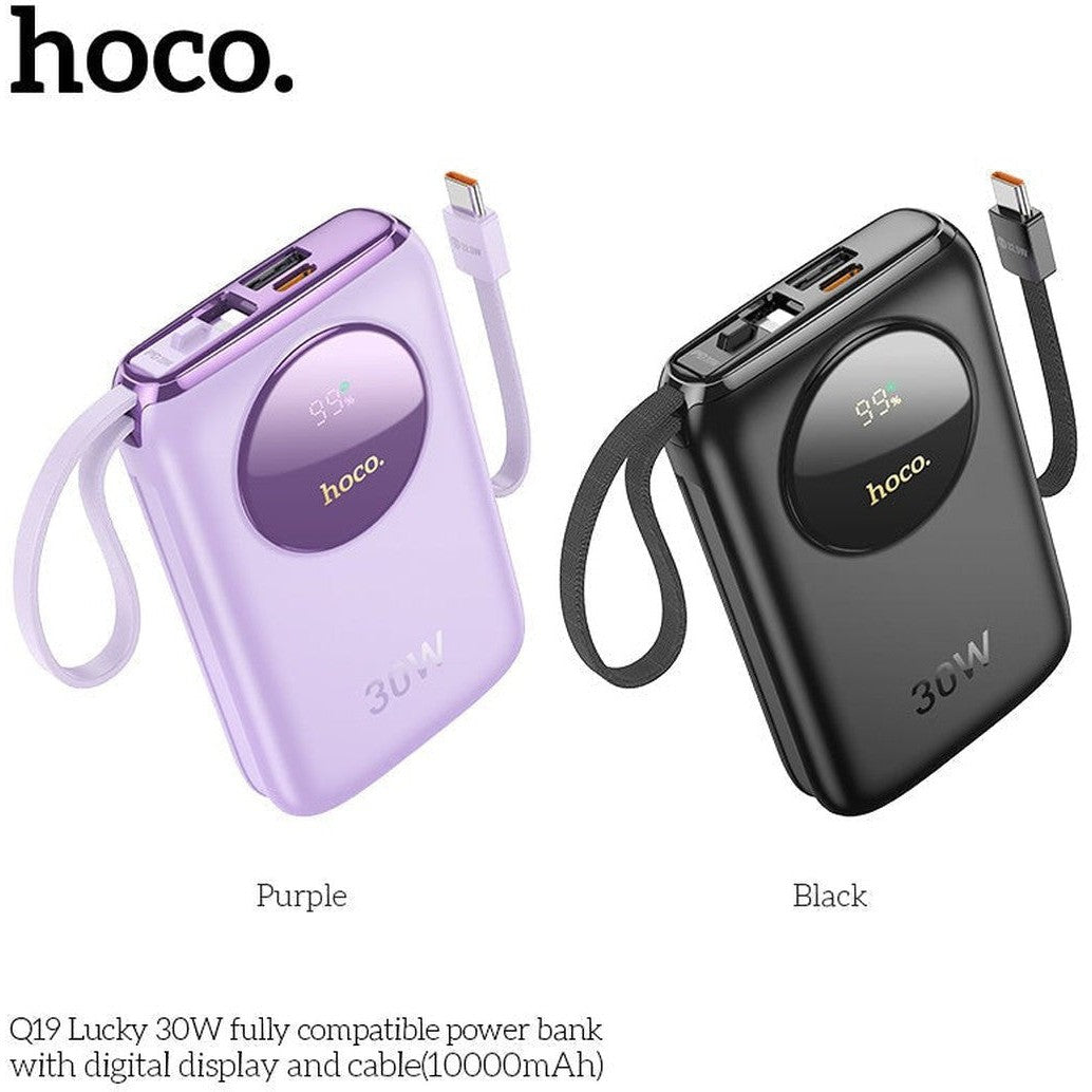 HOCO Q19 Lucky 30W fully compatible power bank with digital display and cable(10000mAh) - Star Light Kuwait